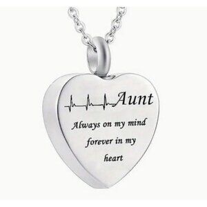 Aunt Memory Heart Cremation Urn Pendant Necklace For Ashes